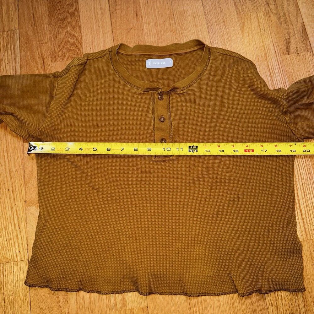 Everlane Women’s Organic Cotton Waffle Henley Long Sleeve Top Orange Brown S - Picture 8 of 16